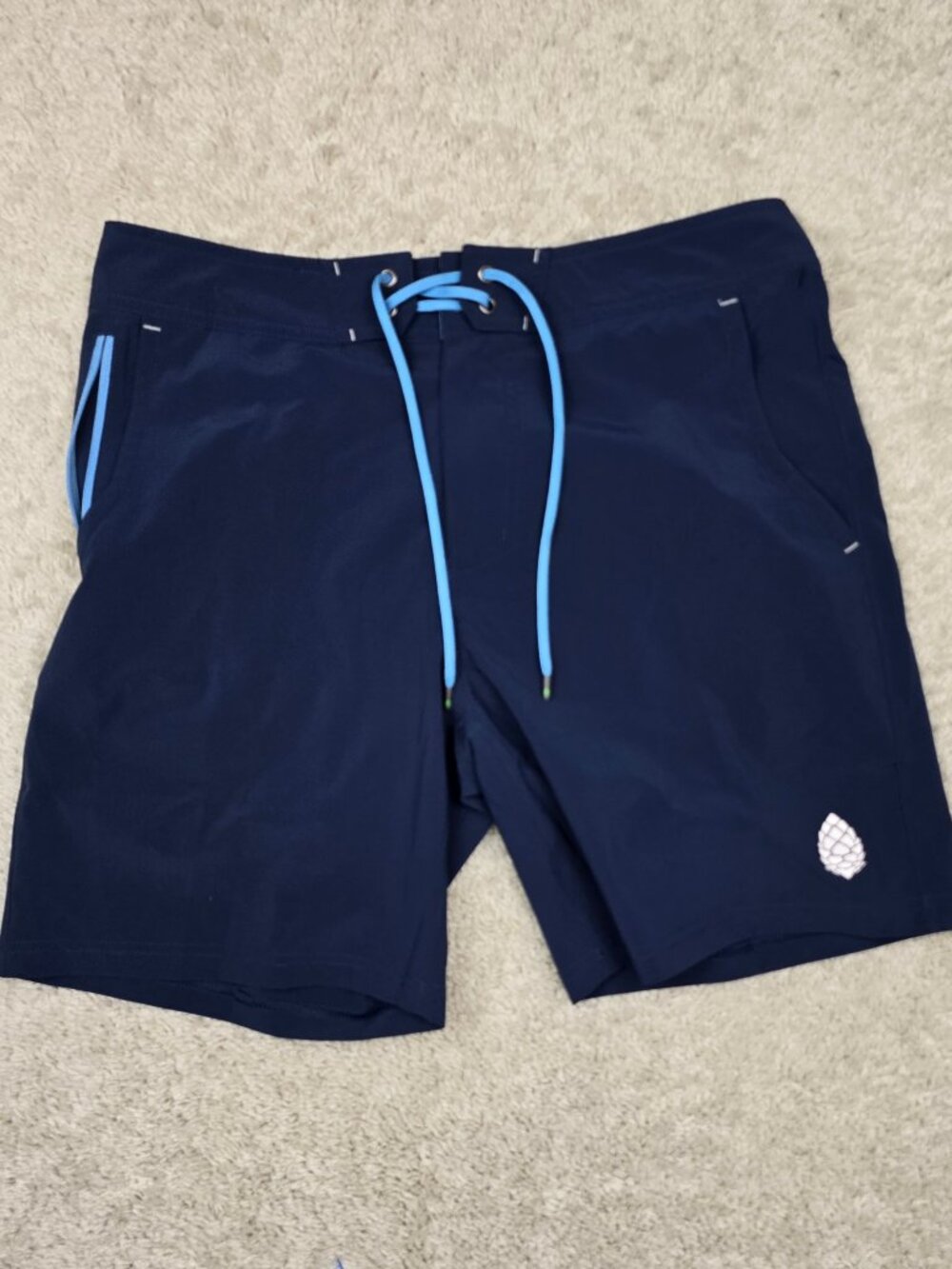 STIO Men's Stretch Board Swim Shorts Drawstring Surf Beach 32x7.5 Navy Blue NWOT